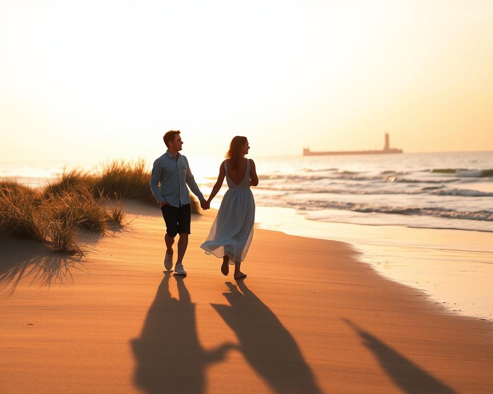 Romantischer Spaziergang am Strand