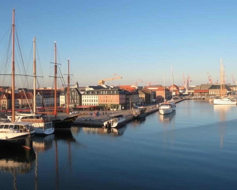 Stadthafen Rostock mit Schiffen