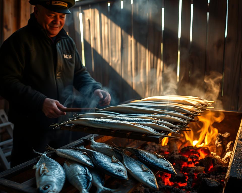 Räucherprozess Fischvorbereitung