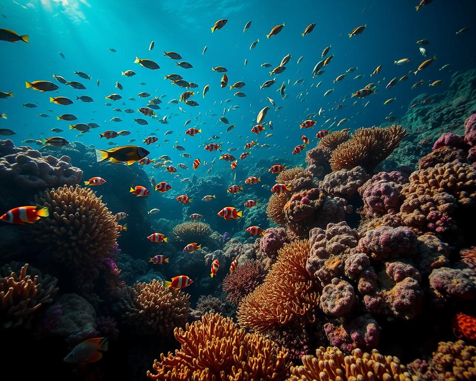 Tropische Fische in Korallenriffen