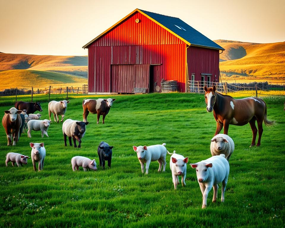 Bauernhoftiere auf dem Hof
