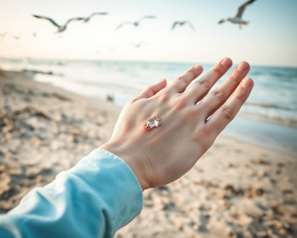 Erste Hilfe bei Feuerquallen Verletzungen